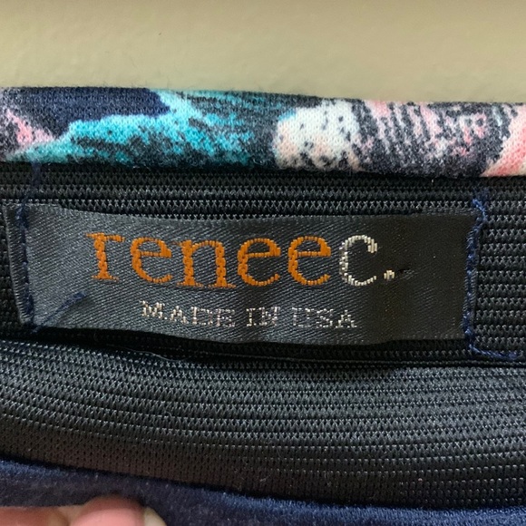 Made in USA Renee C Navy Floral A-line Skirt - Picture 2 of 5